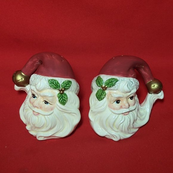 VTG Fitz and Floyd Christmas Holiday Santa Claus Face Salt & Pepper Shaker Set - Picture 8 of 13